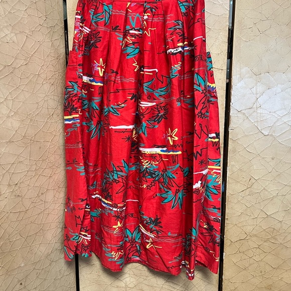 Vintage Pedder Street Womens 8 Cotton Floral Midi 70’s Flare Shift Skirt Pockets - Picture 4 of 5